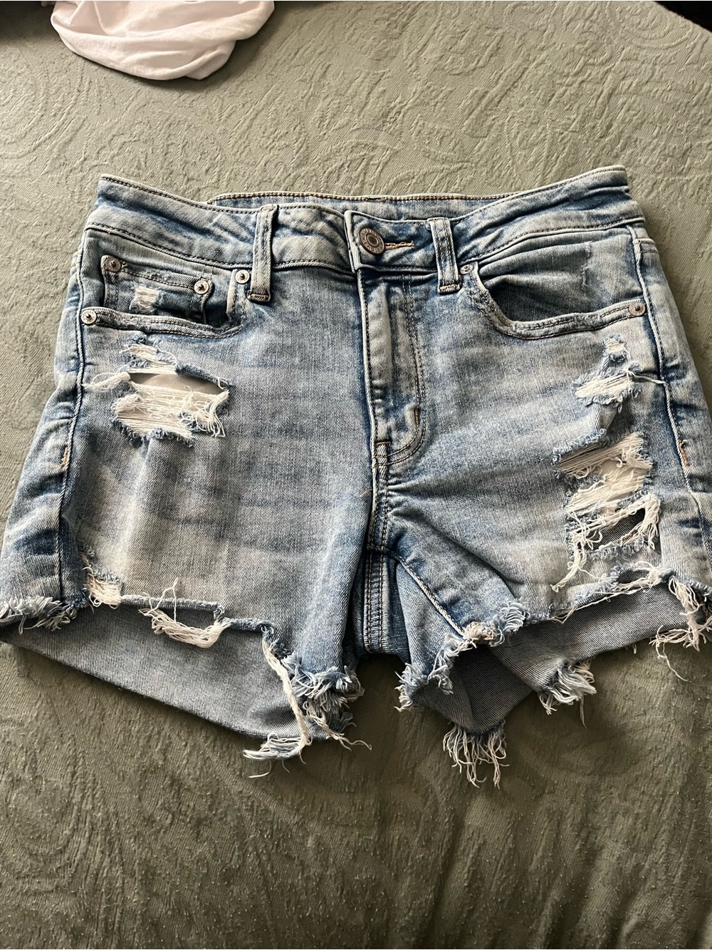 American eagle Light Wash Distressed Denim Shorts - Women
